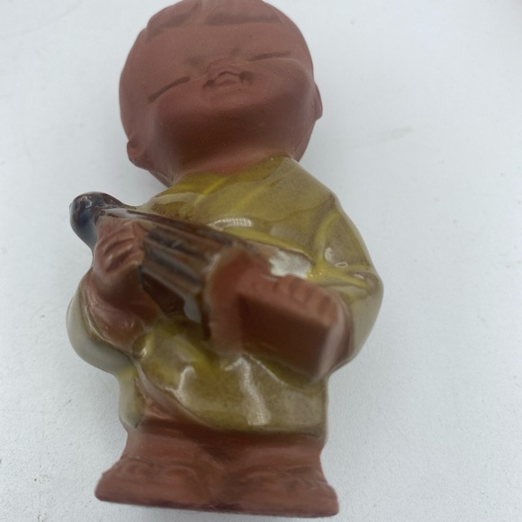 Vtg Japanese Red Clay Pottery Children holding Instruments figurines set of 3 4” - Picture 9 of 16